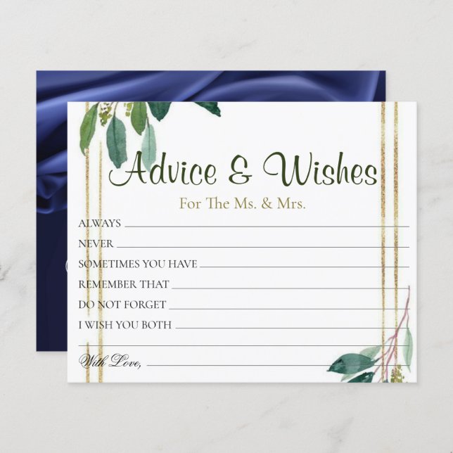 Gyllene Blommiga Bröllopstips Önskekort (Fram/baksida)