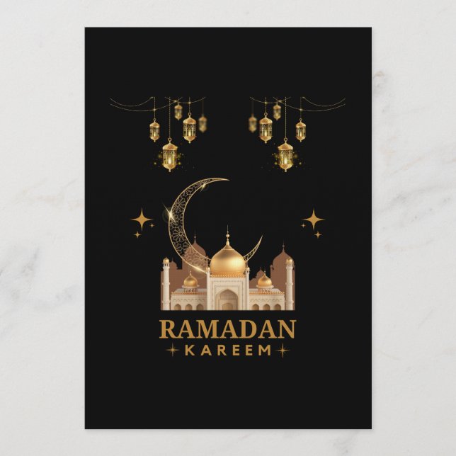 Gyllene Blommiga Ramadan Kareem Firande Inbjudningar (Framsida)