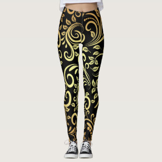 gyllene blommigtar leggings