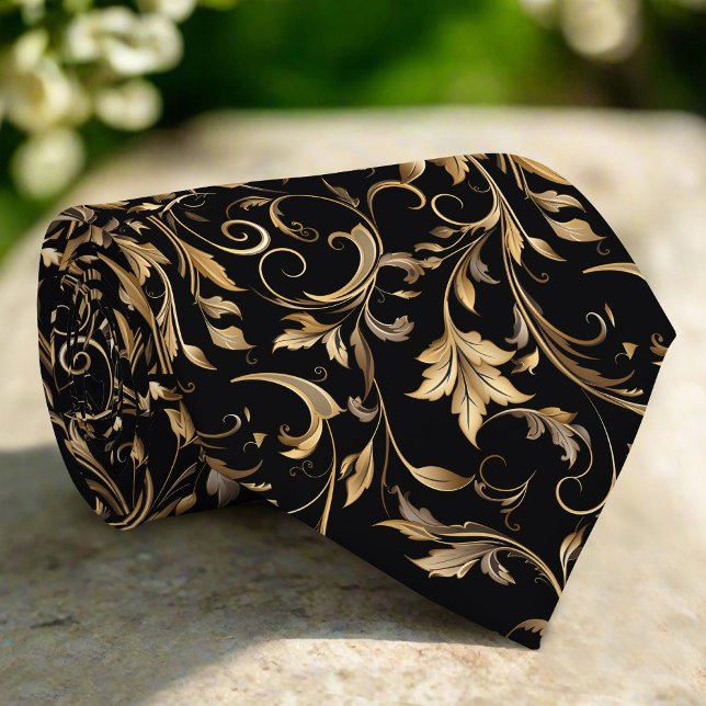 Gyllene Blommönster  Elegant Lyx Modern Slips (Skapare uppladdad)