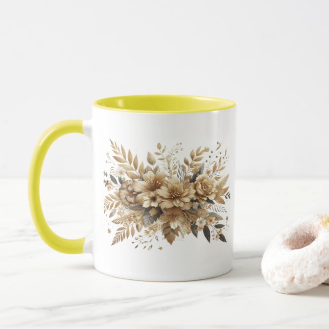 gyllene blommor mugg (Med munk)