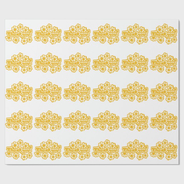 Gyllene blommor Tack ! Presentpapper (Platt)