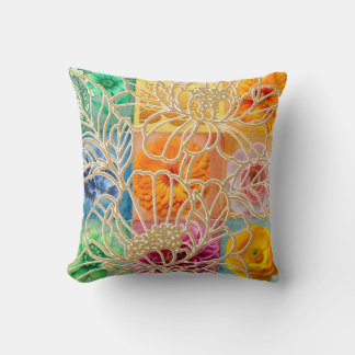 Gyllene blommosaik kudde