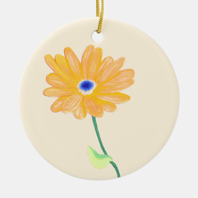 Gyllene Blomning Julgransprydnad Keramik (Framsidan)