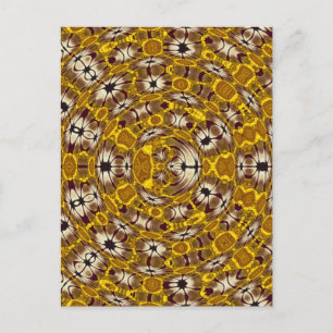 Gyllene blomster-mandalammuster i boho-stil vykort