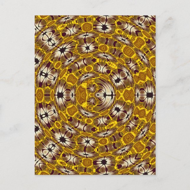 Gyllene blomster-mandalammuster i boho-stil vykort (Framsida)