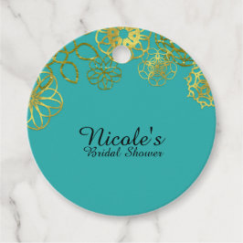 Gyllene blomster-mandalor bröllop brudvisning fest gåvor etiketter