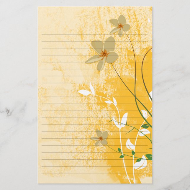 gyllene blomster modern design  linjerat papper (Framsida)