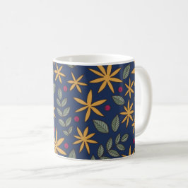 Gyllene blomster Mönster Botanisk Design Kaffemugg