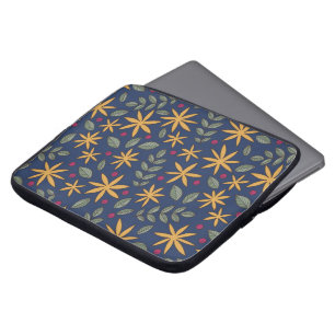 Gyllene blomster Mönster Botanisk Design Laptop Fodral