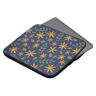 Gyllene blomster Mönster Botanisk Design Laptop Fodral