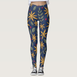 Gyllene blomster Mönster Botanisk Design Leggings