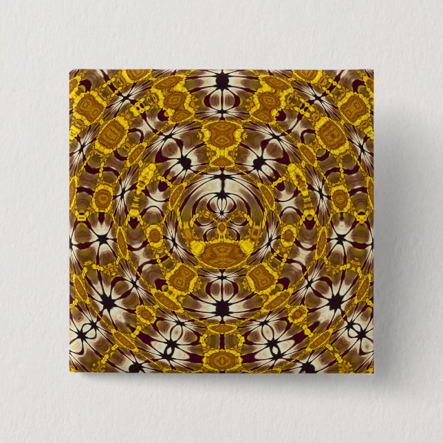 Gyllene blomsterformad mandala boho-mönster knapp (Framsida)
