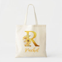 Gyllene blomsterguldbokstav R monogram bröllopspre