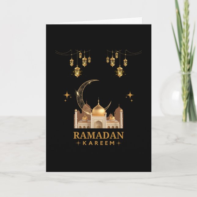 Gyllene blomsterlig Ramadan Kareem-firande Kort (Framsida)