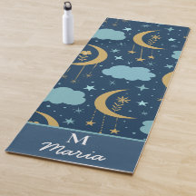 Gyllene Boho-måne Med Moln Monogram