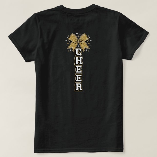 Gyllene Bow Vertikal Cheer-design T Shirt (Design baksida)