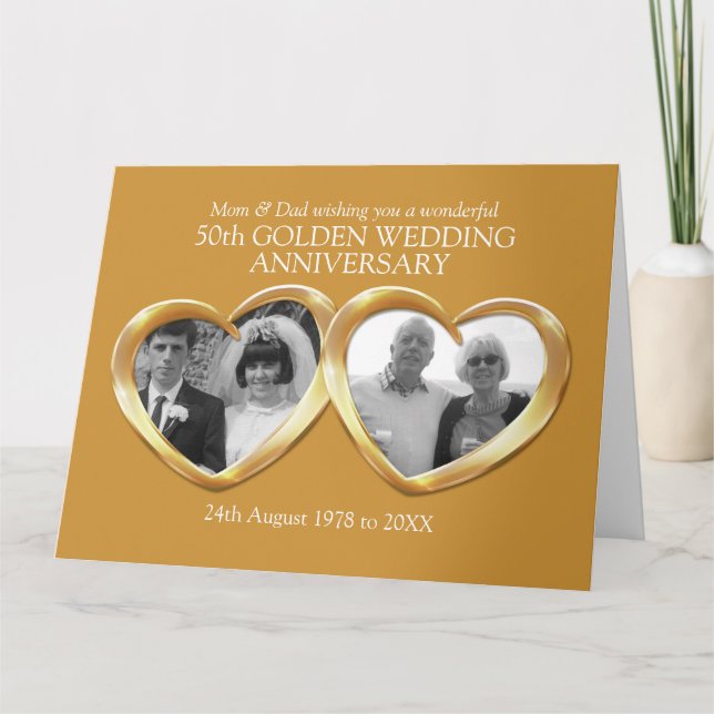 Gyllene bröllop-årsdagen av det senaste fotokortet kort (Framsida)