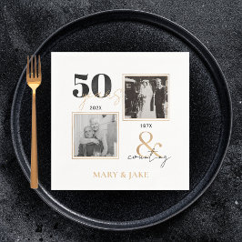 Gyllene Bröllop-årsdagen då och nu 50 år Pappersservett