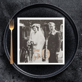 Gyllene Bröllop-årsdagen då och nu 50 år Pappersservett