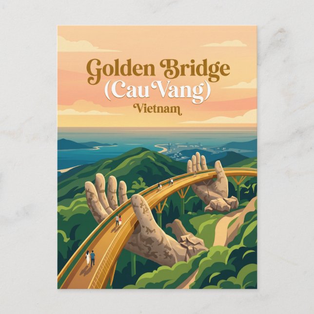 Gyllene bron (Cau Vang) Vietnam Vykort (Framsida)