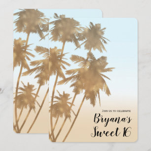 Gyllene Brons Palmer Strand Ombre Palmträd Chic Inbjudningar