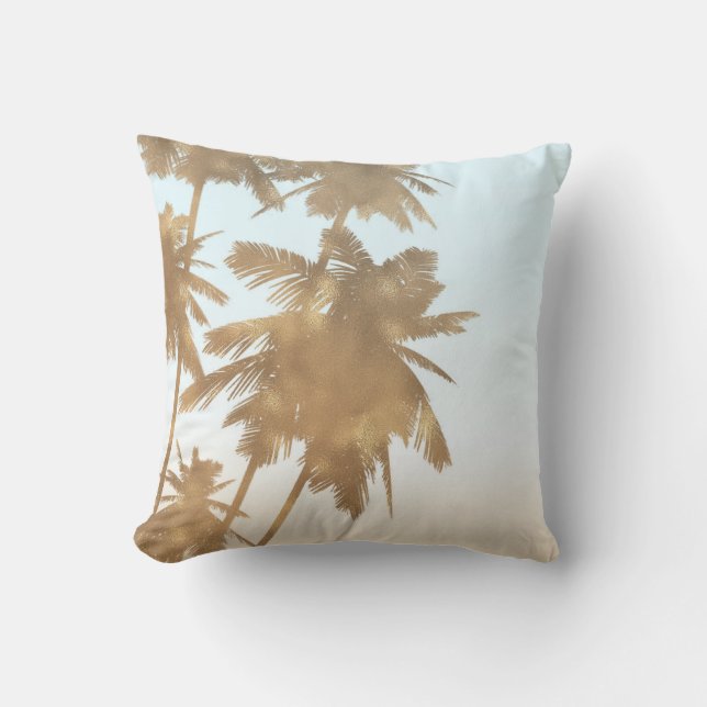Gyllene Brons Palmer Strand Ombre Palmträd Chic Kudde (Framsida)