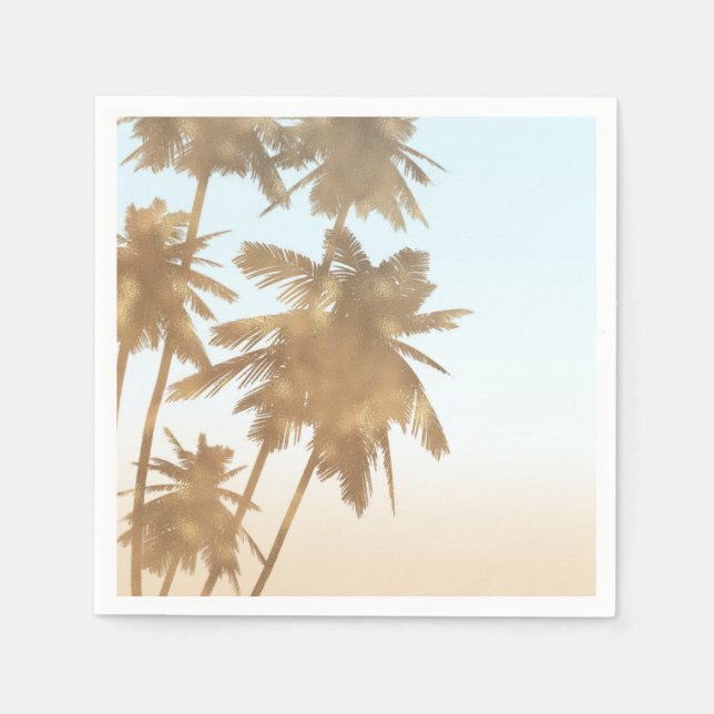 Gyllene Brons Palmer Strand Ombre Palmträd Chic Pappersservett (Framsidan)