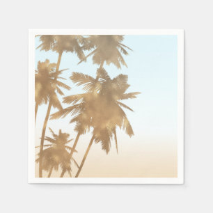 Gyllene Brons Palmkust Ombre Palmträd Chic Pappersservett