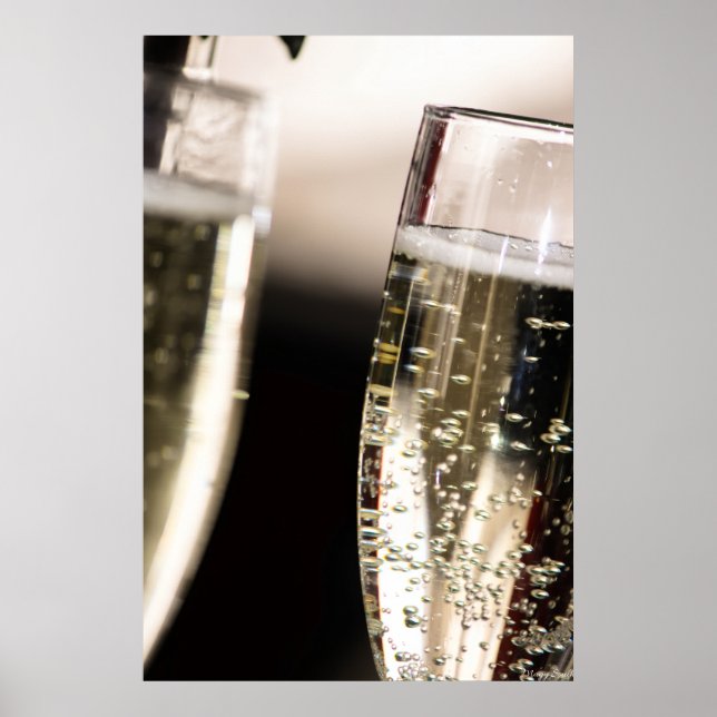 Gyllene Brus: Makro Champagnejobbubblor Konst Poster (Framsidan)