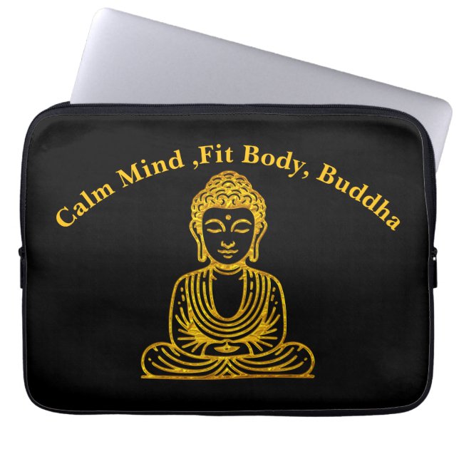 Gyllene Buddha i fridfull ställning Laptop Fodral (Framsidan)