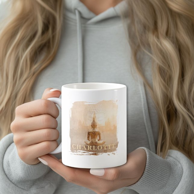 Gyllene Buddha Kaffemugg (Golden Buddha Custom Coffee Mug with your Name or Text)