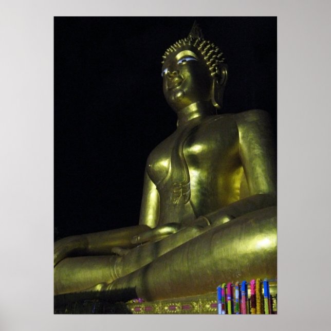 Gyllene Buddha på natten Poster (Framsidan)