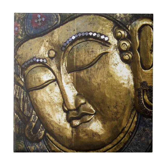 Gyllene Buddha-segen Inspirerande Kärlek Kakelplatta (Framsidan)