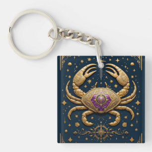 Gyllene Cancer Zodiak Symbol på Mörk Bakgrund