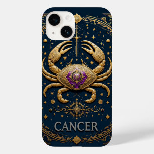 Gyllene Cancer Zodiak Symbol på Mörk Bakgrund