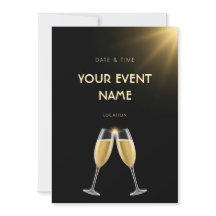 Gyllene Champagne Klirande Svart Glöd