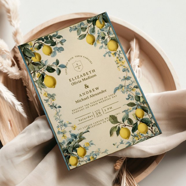 Gyllene Citrusblom Wedding Inbjudningar (Skapare uppladdad)