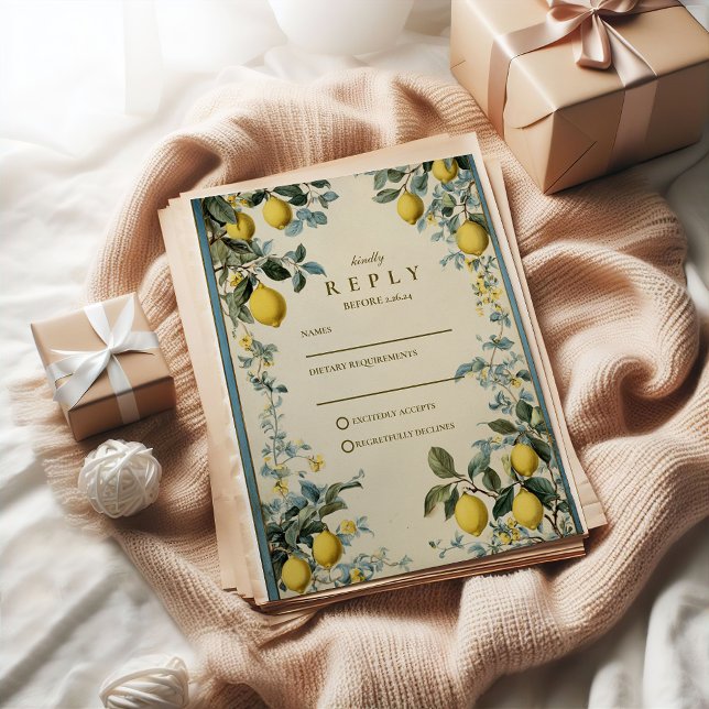 Gyllene Citrusblom Wedding OSA Kort (Skapare uppladdad)