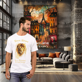 Gyllene Cyberlejon – Anpassat Namn Futuristisk And T Shirt