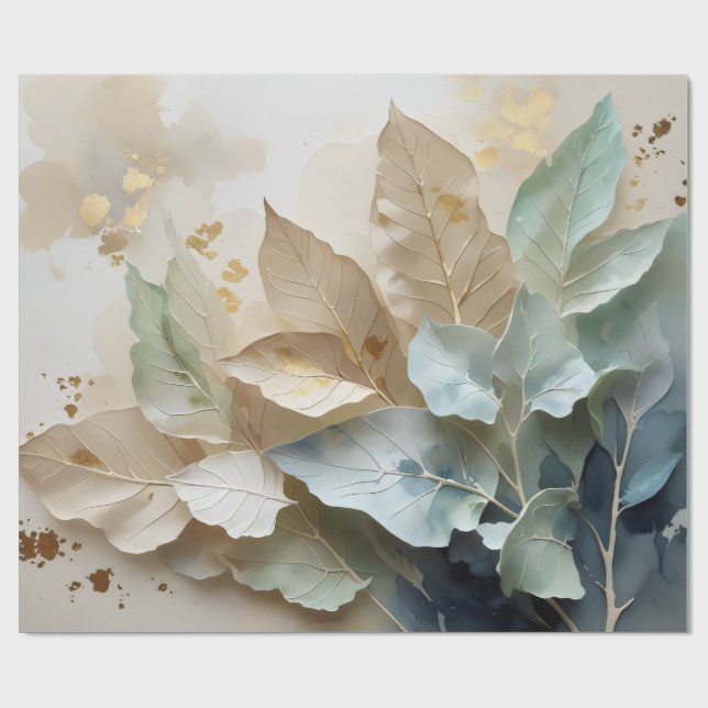 Gyllene dimmiga blad presentpapper (Platt)