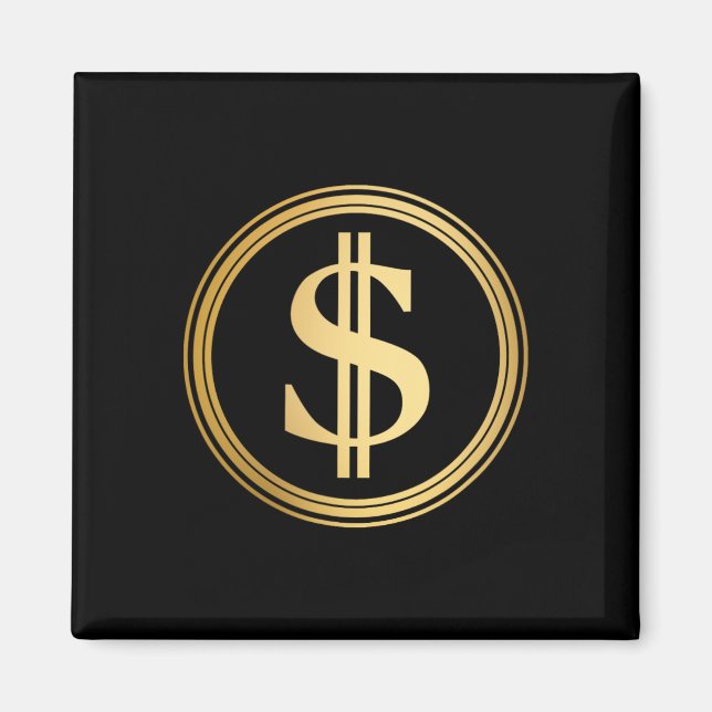 Gyllene dollarsymbol D.o.g.e. 4:e juli  Magnet (Framsidan)