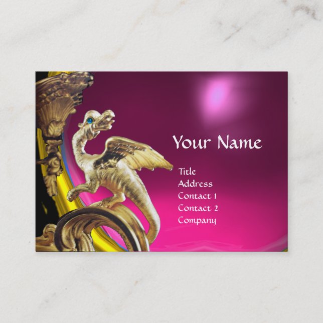 GYLLENE DRAKE FUCHSIA PURPUR AMETYST Monogram Visitkort (Framsida)