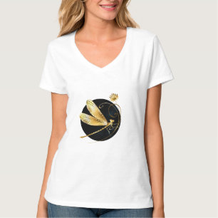 Gyllene drakfluga i svart cirkel t shirt