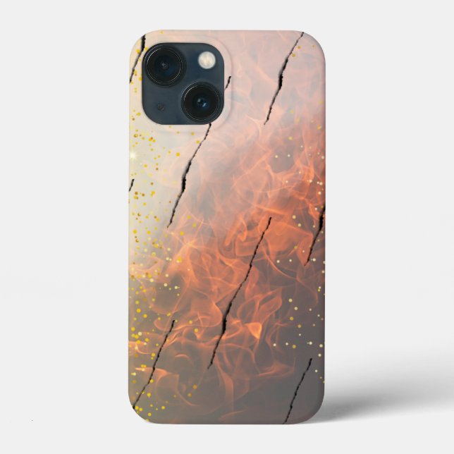 gyllene eld på iPhone 13 Mini-fodral (Baksida)