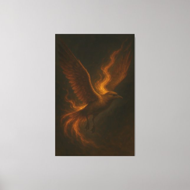 Gyllene eldphoenix • Lyxig finkonstduktryck Canvastryck (Framsida)