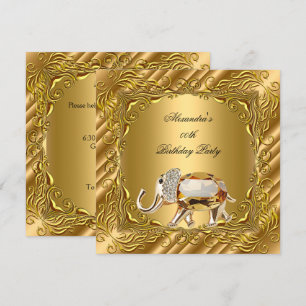 Gyllene Elefant Elite Elegant Guld Födelsedagsfest Inbjudningar
