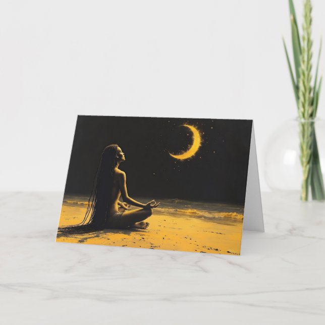 Gyllene ensamhet, månljust meditation affirmation kort (Framsida)