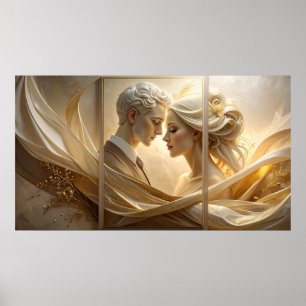 Gyllene famn: Eterisk parporträtt i siden a Poster