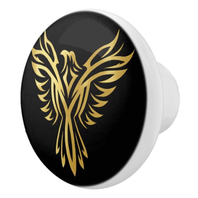 Gyllene Fenix Svart Elegant Accent Knopp (Höger)
